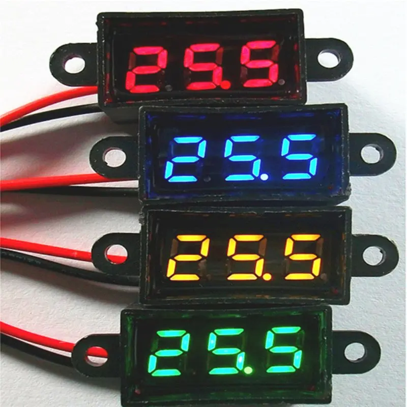 Mini Waterproof Voltmeter With LED Digital Display Voltage Meter Long Type DC 12V-24V Universal For Car/Motorcycle/Truck Red