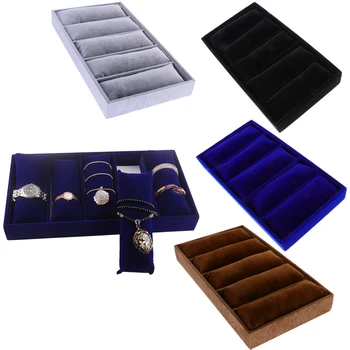 

Velvet Stackable Jewelry Display Trays Bracelet Watch Showcase 5 Grids Pillow Tray