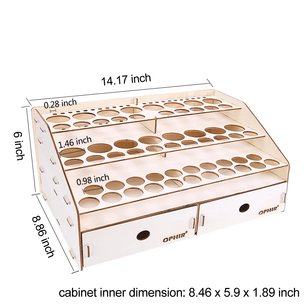OPHIR стойка для красок с выдвижными ящиками, акриловые краски, чернила для тату, деревянная стойка для поделок, деревянная стойка для хранения до 80 бутылок красок MG040