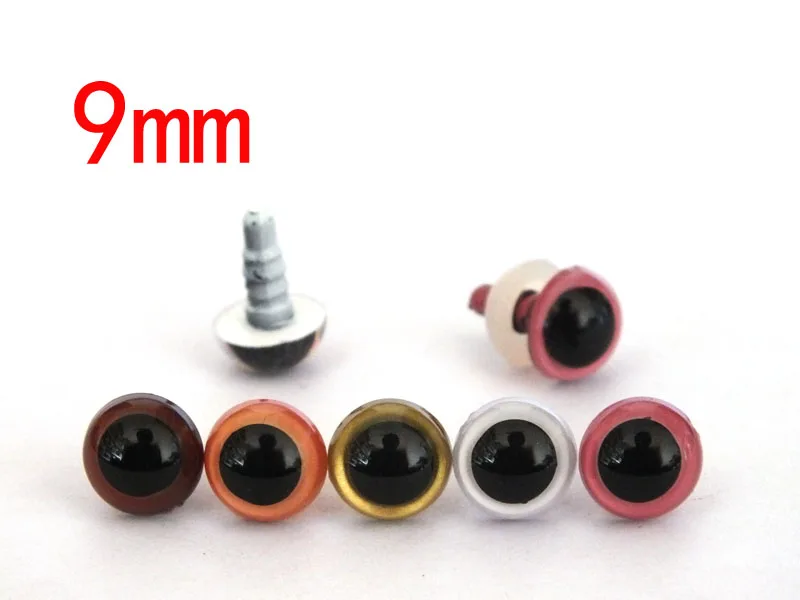 

free shipping!!! 9mm Safety eyes with locking washers--mixed color 50pcs
