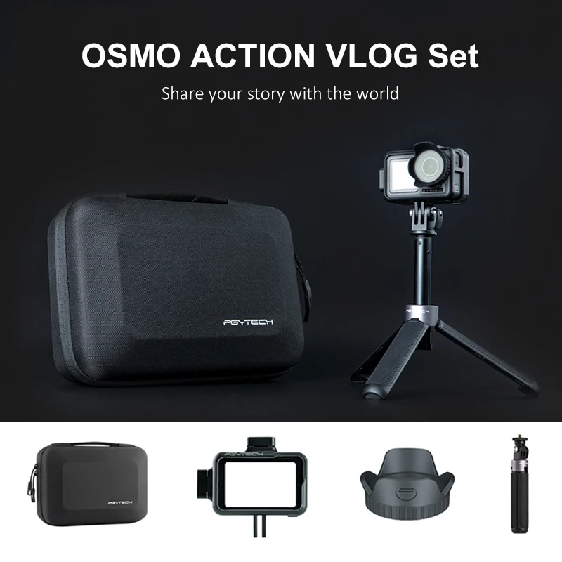 PGYTECH OSMO Action Vlog набор объектива Солнцезащитная крышка + чехол штатив селфи палка
