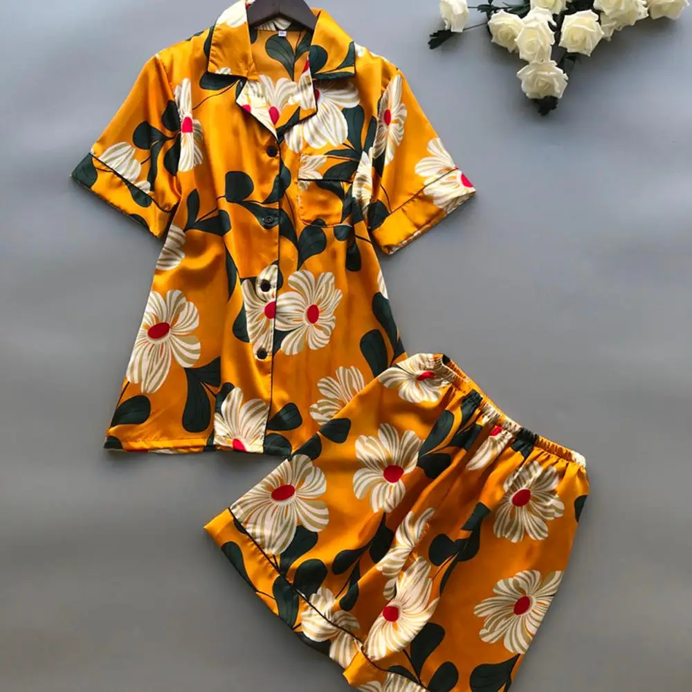 

Women 2Pcs Summer Pajamas Short Sleeve Shorts Pajamas Loose Sleepwear Homewear #4M04 Two Piece Set Matching Women Clothes
