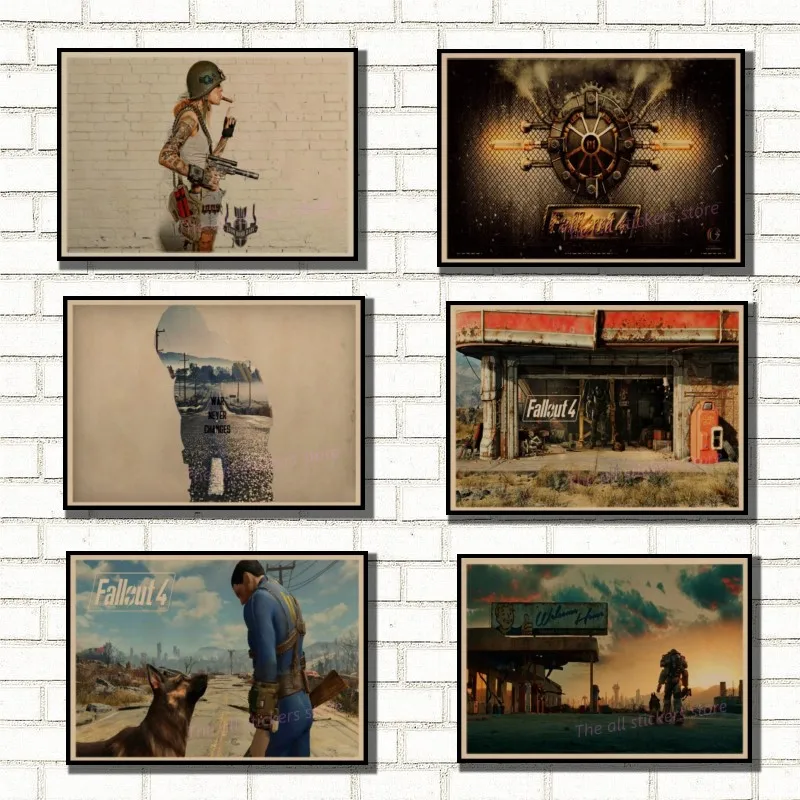 Fallout New Vegas 3 4 игровой плакат украшение для дома постер из крафт бумаги с рисунком