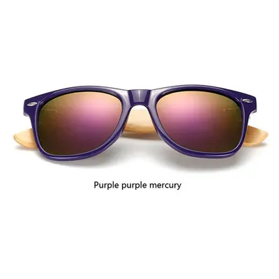 Ralferty, ретро бамбуковые солнцезащитные очки для женщин и мужчин, зеркальные солнцезащитные очки с деревянной оправой, UV400, белые, au, Прямая поставка, Oculos - Цвет линз: Purple purple
