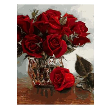 

5d diy diamond Embroidery Red roses vase,diamond painting cross stitch for children puzzle diamond mosaic arts crafts Z658