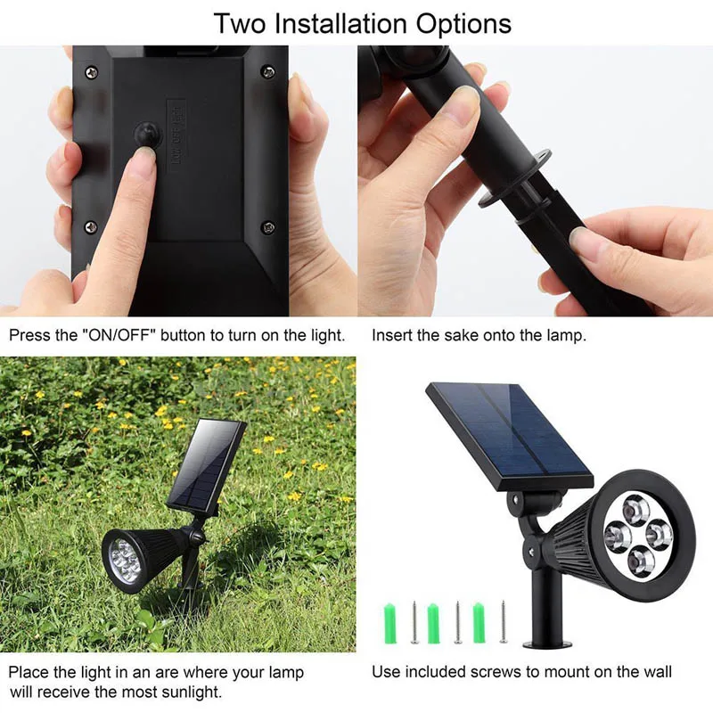 RGB Solar Spot Lights IP65 Waterproof 4 LED Solar Lights Wall Light Landscape Adjustable Solar Lamp with Automatic OnOff Sensor (11)