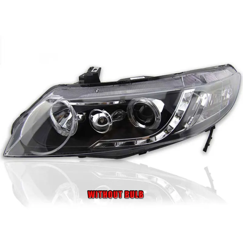 Without bulb 2 шт. светодиодный фары для Honda Civic 2007-2011 светодиодный автомобильный фонарь ангельские глазки ксенон HID комплект Противотуманные фары светодиодный дневные ходовые огни - Цвет: Without bulb