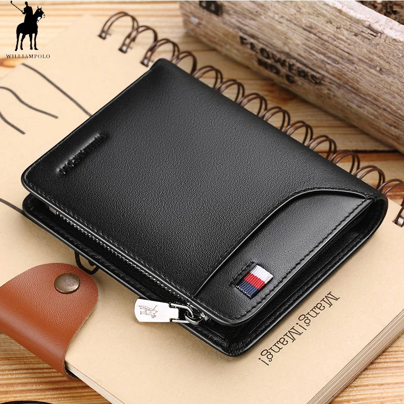 Brand Genuine Leather Men Wallet with Card Holder Man Luxury Short Wallet Purse Zipper Wallets Casual Standard Wallets pl293
