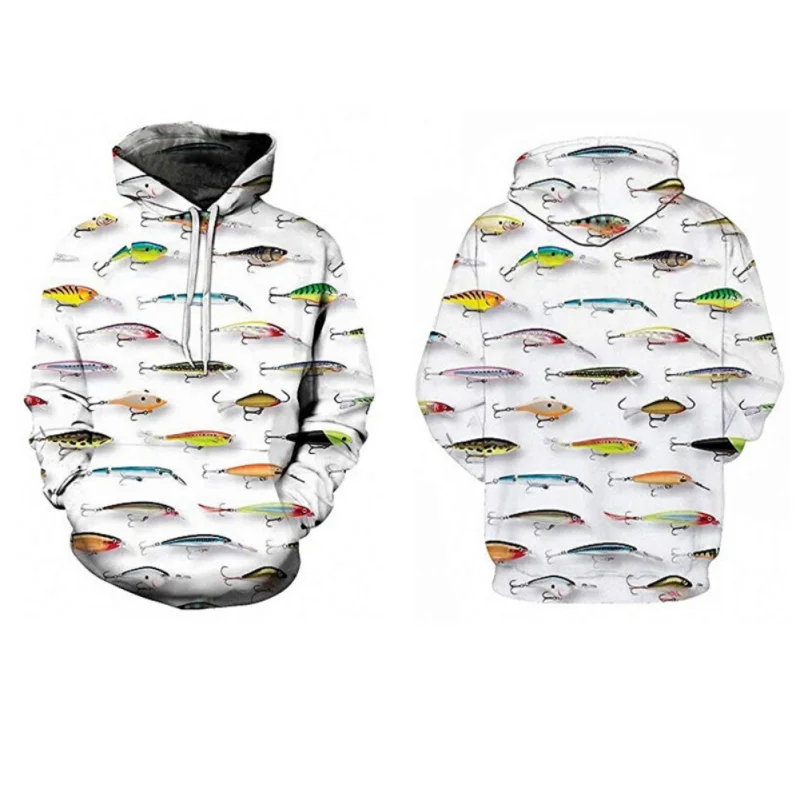 Baseball Sweatshirt 3D Digital Print Fish Hoodie Baseball Jersey Three-dimensional Sticker Sweater Print 