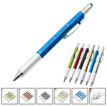 7 в 1 многофункциональная шариковая ручка с современным ручным инструментом, предназначенным для измерения технической линейки, отвертка, стилус с сенсорным экраном