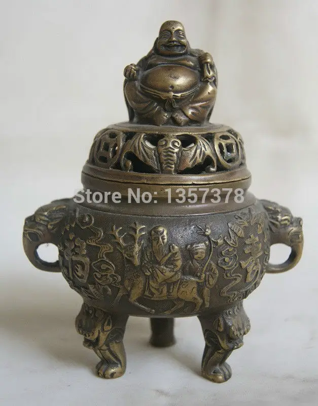 

shitou 00197 Chinese Folk Culture HandMade Pure Bronze statue incense burner censer Sculpture discount 30% (C0324)