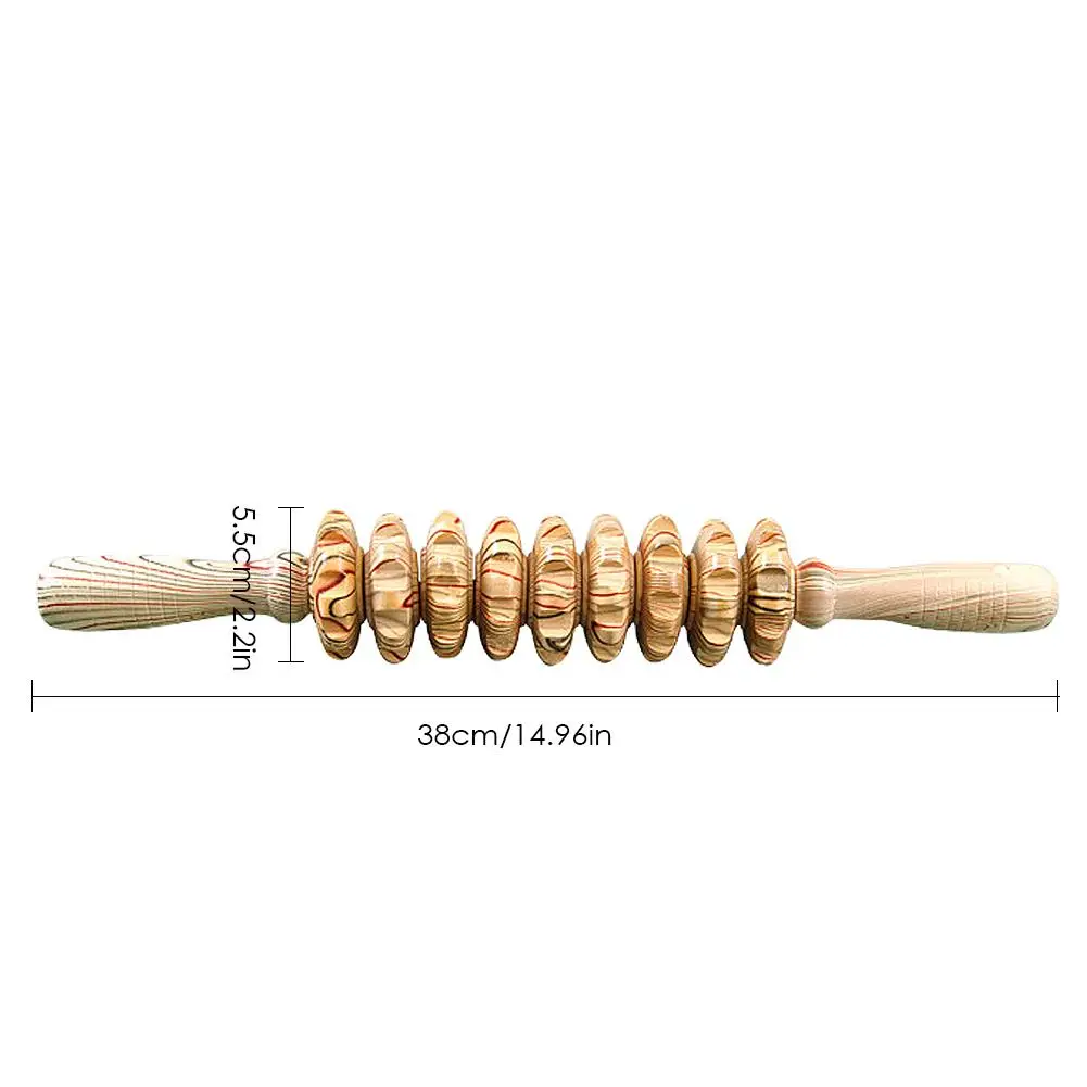 9-колеса Деревянный живот массажер Многофункциональный Фитнес ролика Придерживайтесь мышцы расслабляются Инструмент шеи сзади массаж ног