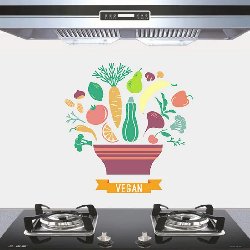 Cartoon Anti-oil pollution kitchen PET Wall Stickers Cabinet Stove kitchen decoration Mural Transparent self-adhesive stickers