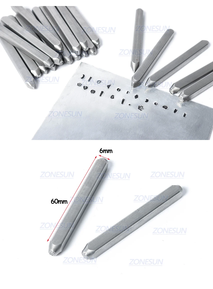 ZONESUN 20 шт. пользовательские ювелирные изделия металлические штампы цветок луна сердце символ кожа удар штампы ремесло логотип штамповки инструменты сталь металлический инструмент