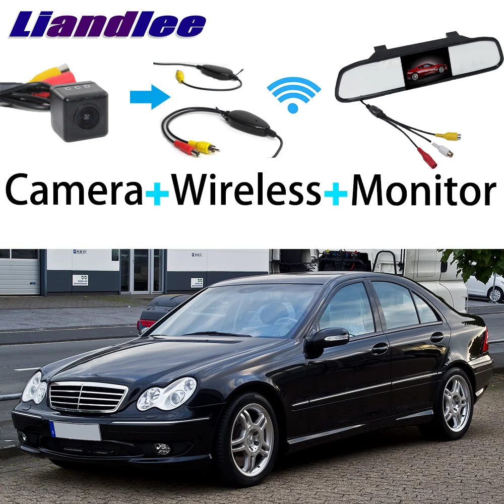 

Liandlee 3in1 Wireless Receiver Mirror Monitor Special Rear View Camera Parking For Mercedes Benz C Class MB W203 5D Wagon