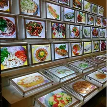 Новинка реклама серебряный цвет акриловый кристаллический светодиодный фото лайтбокс, a3 Размер фаст-фуд Ресторан меню доска