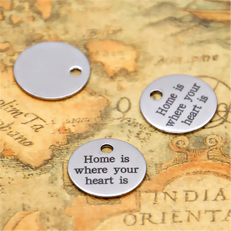 10pcs home is where your heart is charm silver tone message charm