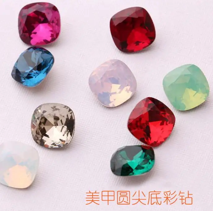 

10PCS Nail Art Colorful Clear Crystal Opal 6*6MM Nail Art Opal &Rhinestones Fashion Marquise Heart Square Nail Decorat#1984-1998