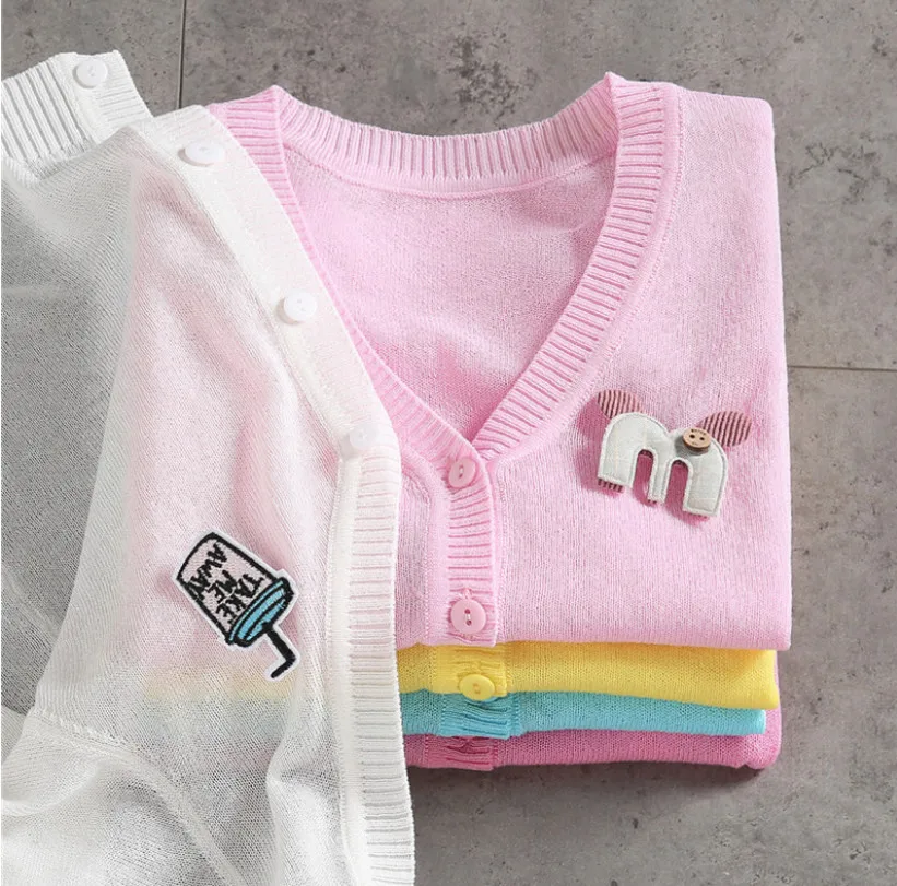 

2018 Summer Baby Girls Sweater Top Children Clothing Girls Knitted Cardigan Kids Spring Wear Ice Silk Air Conditioning Jackets