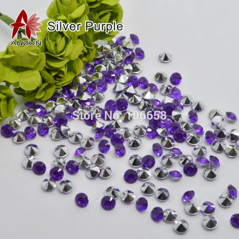 1000 шт 4,5 мм Свадебные украшения алмазные конфетти розовый - Цвет: silver purple