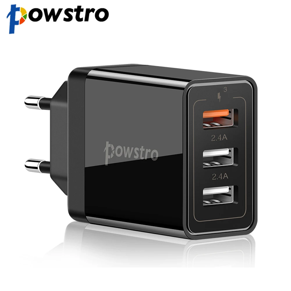 

Powstro Fast 3.0 Charger 3 USB Ports USB Mobile Phone Charger Adapter For Smart Fast Mobile Charge For iPhone for Samsung S8
