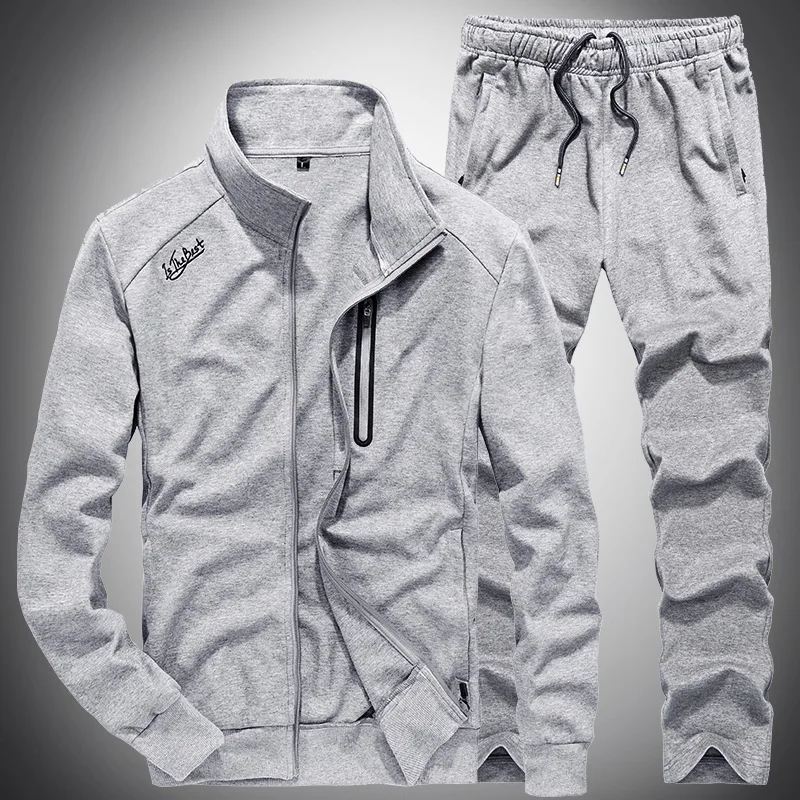Slim Mens Sweat Suits Sets Tracksuit Male Casual Sweatshirts Men Sweatsuits Fitness Jacket Sporting Suits Coat + Sweatpants S201