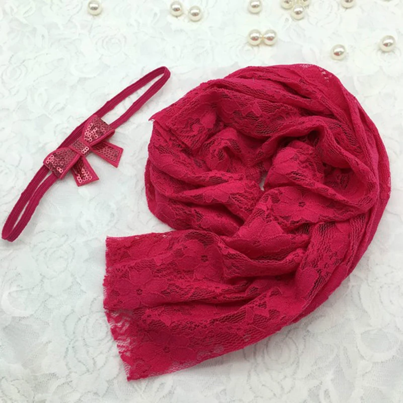 

High Quality for kids Infant Photo Newborn Baby Lace Swaddle Wrap Blanket Photography Prop+ Headband