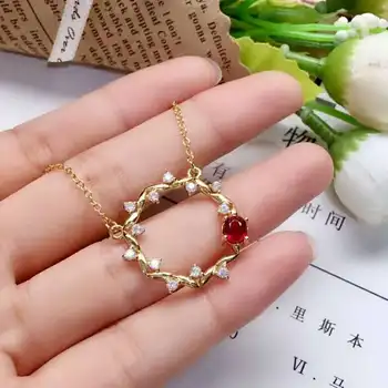 

Fidelity natural 4*5mm ruby pendants s925 sterling silver fashion fine jewelry gift for women party natural red gemstone
