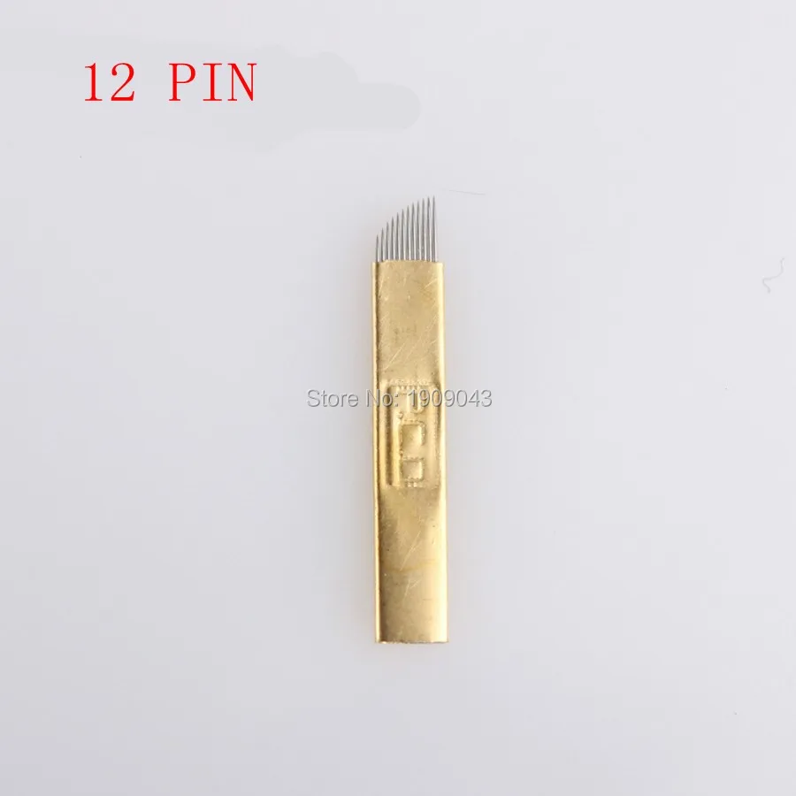 

Free shipping 100 PCS/LOT PCD 12 pin Permanent Makeup Manual Eyebrow Tattoo Bevel Blades 12 Needles