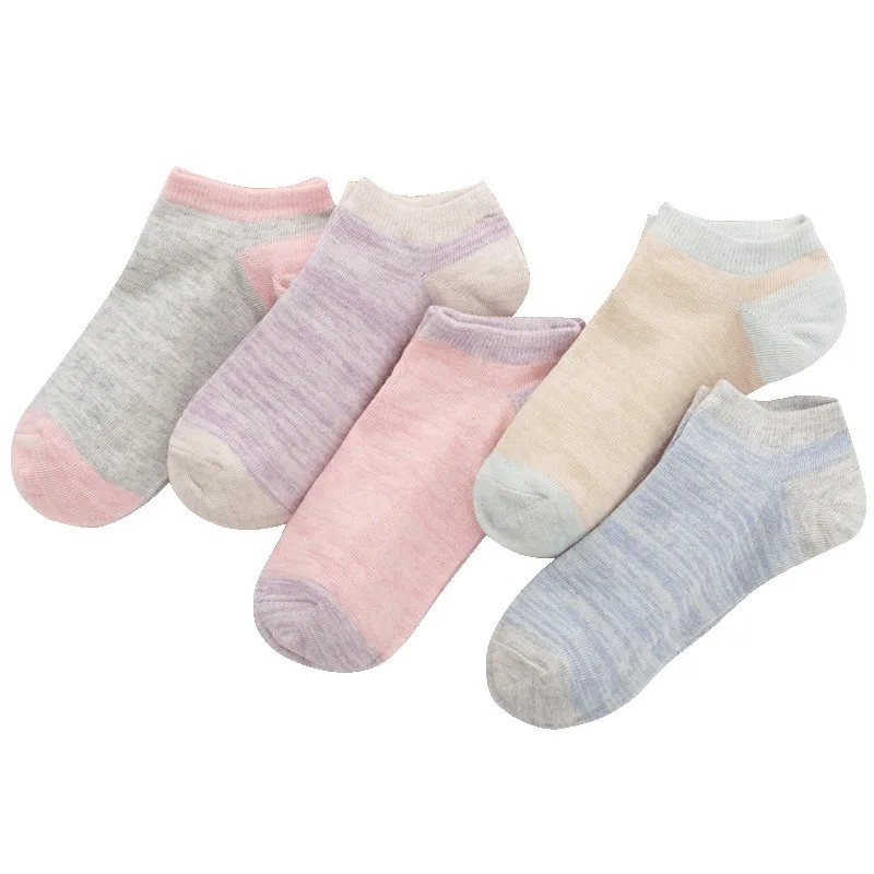 

5 pairs Women's Short Socks color Female Low Cut Ankle Sock Summer Spring Girl Simple Cotton Sock