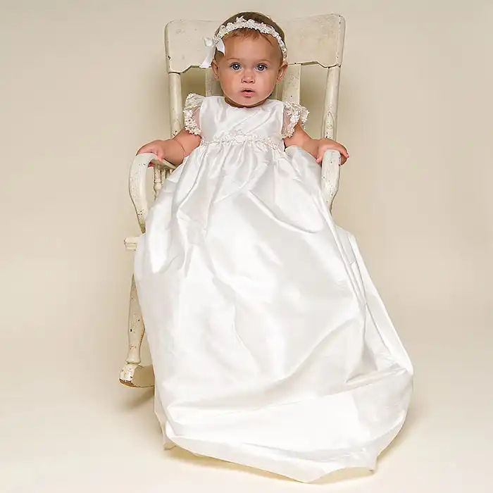 satin baptism dress