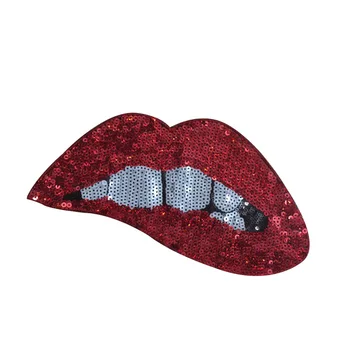 

Free Shipping 6PCS/LOT Red Lip 3D Patches Embroidered Sew on Patches For Garment Women DIY Clothes Appliques RST001