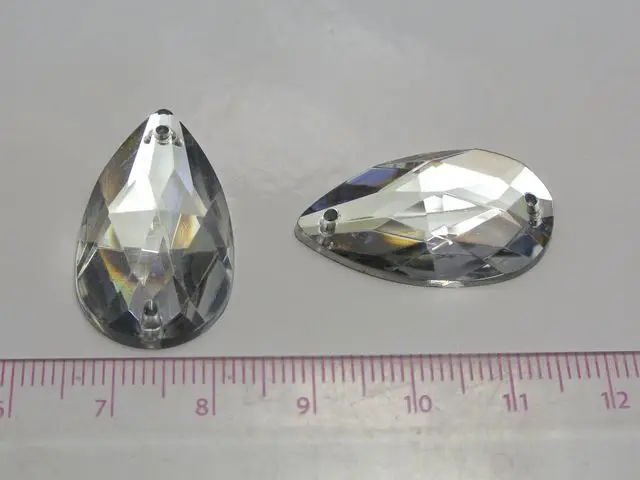 50 Ясно Flatback Акриловые Большой Вышивание со стразами Teardrop пришить Бусины 28x17 мм
