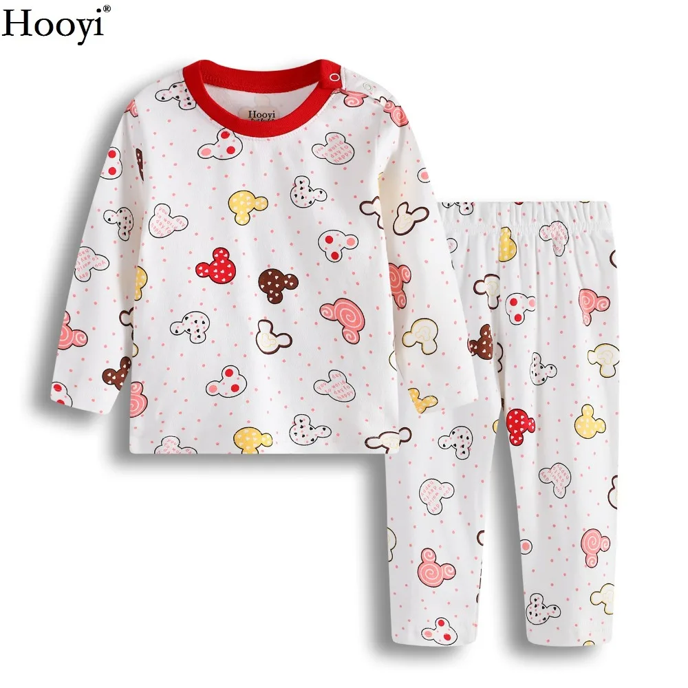 Hooyi Pink Princess Baby Girl Clothes Sets Infant Pajamas Clothing Suit T-Shirt Trouser Suit Horse Girls Sleepwear 100% Cotton baby pajama set