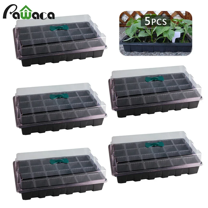 

24 Grow Trays with Humidity Dome and Cell Insert Propagator Nursery Pot Planting Seed Tray Kit for Seed Starting and Growing