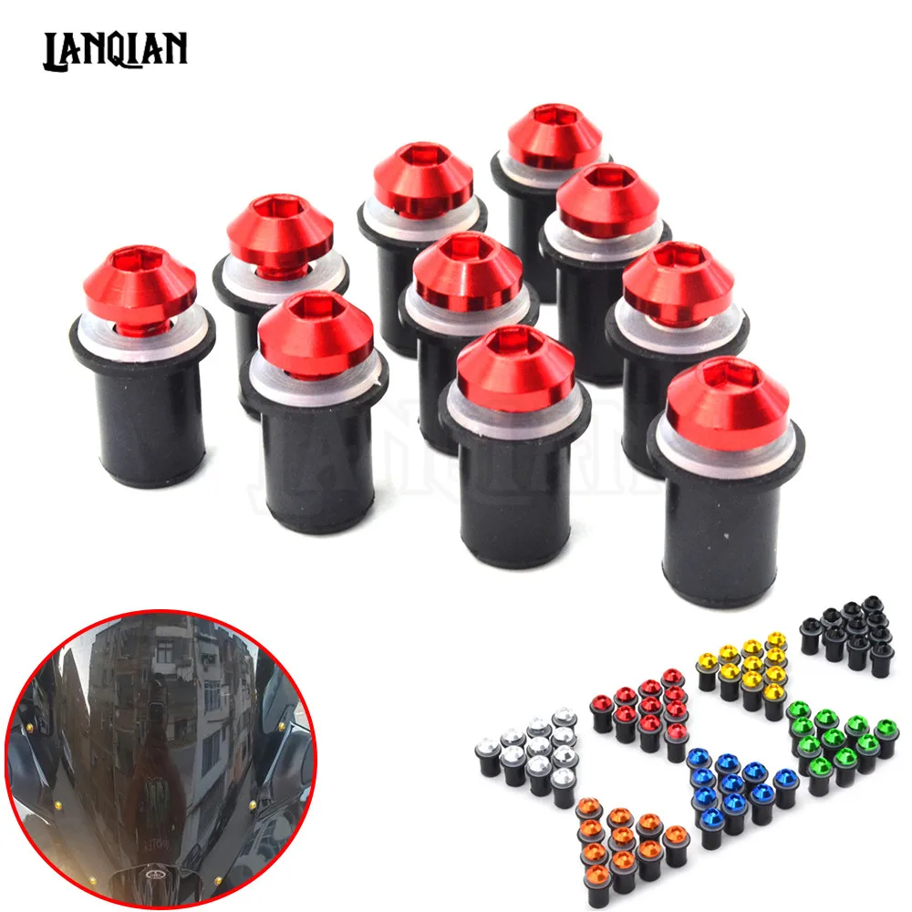 

10PCS Fairing Wind Screen Screw Bolt Kit Windshield Mounting Nut Wellnut For HONDA cb1000r cbr 600 250 XL1000 Varadero 1999-2005