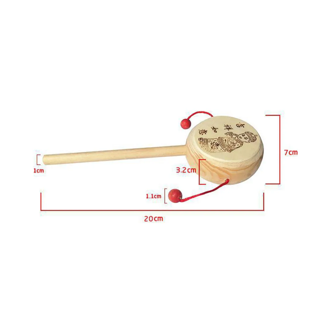 5 шт./лот деревянный Китайская традиционная ручная погремушка Барабаны колокольчик малыша новорожденных музыкальная игрушка-погремушка