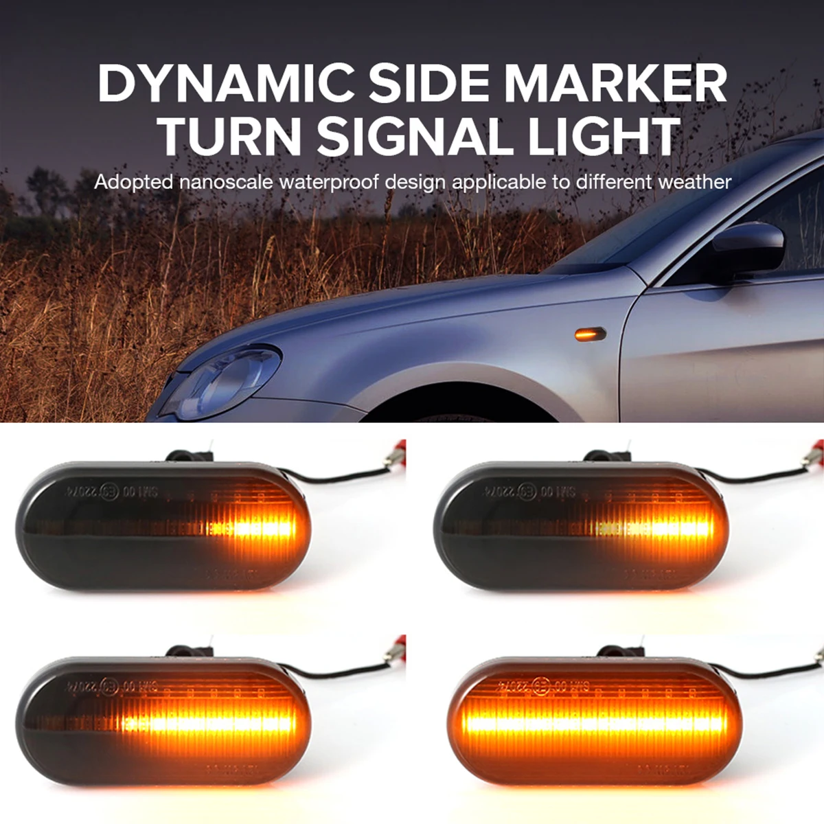 

2Pcs Universal Motorcycle Turn Signal Lights Sequential Dynamic Blinker Bulb Amber Flasher Light forAudi A4/S4 B6/RS4 B7