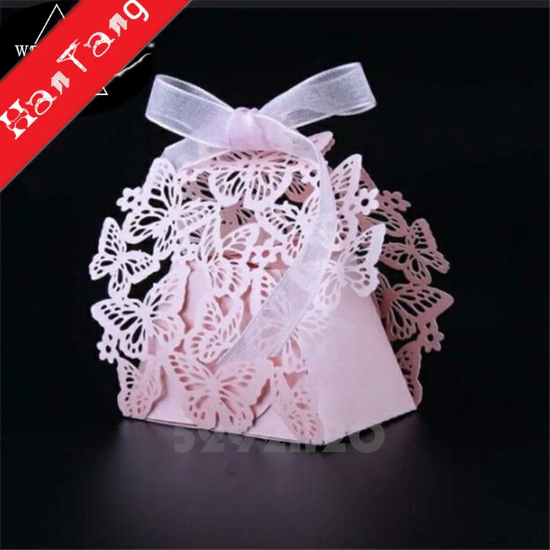 

10Pcs Laser Cut Butterfly Wedding Candy Boxes Favor Gift Candy Boxes With Ribbon For New Year Christmas Decor 5ZSH115