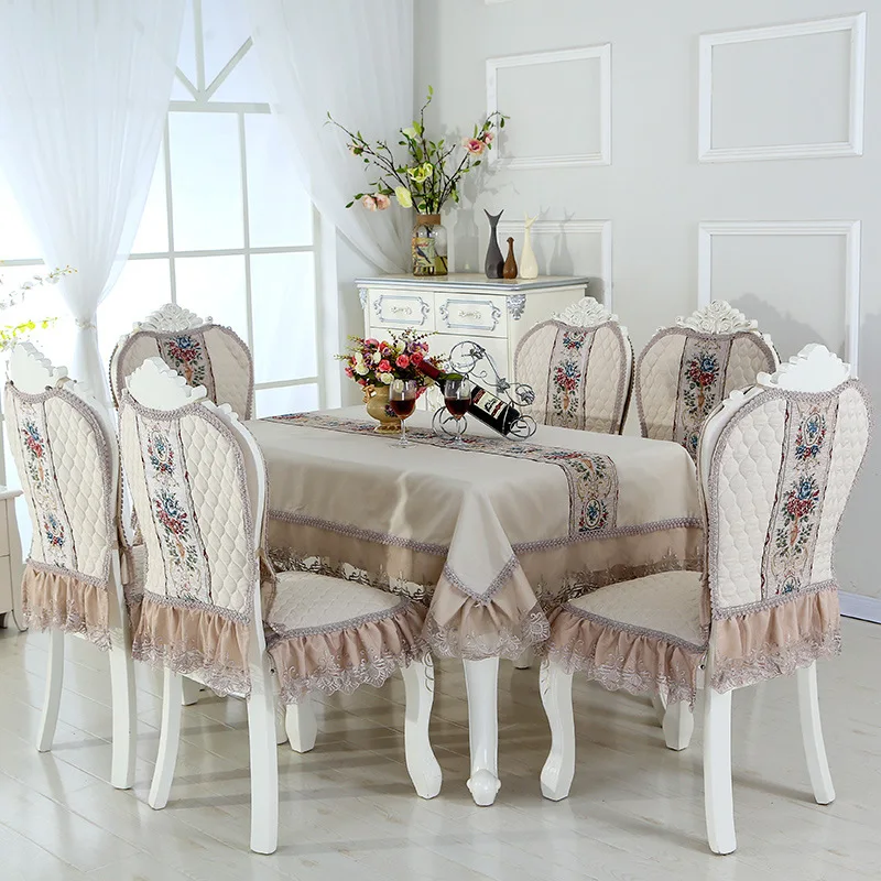 

abbiemao luxury style embroidered table cover and chair cover suits home decoration for dining room