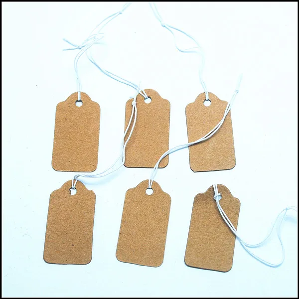 1000PCS Brown Paper Tags Price Labels With Elastic Rubber Line 25X15MM Hot  Selling For Craft Or