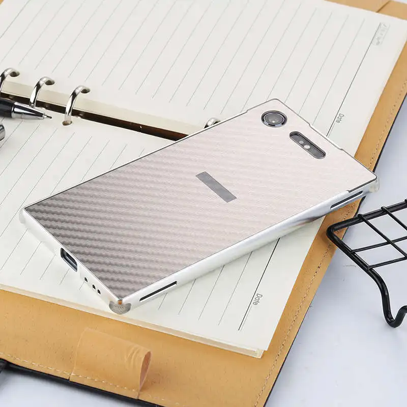 silver Для sony XZ1 мини металлический чехол роскошный блестящий тонкий жесткий металлический каркас+ карбоновая Броня 360 полный защитный чехол для телефона чехол - Цвет: silver