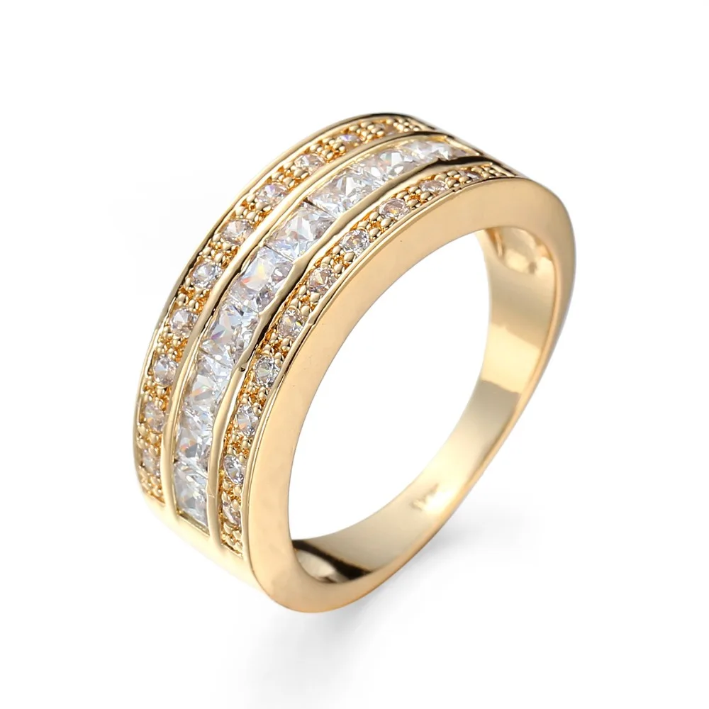 

Classical Cubic Zirconia Forever Wedding Rings for Women Gold Color Rhinestones simple Lovers Ring party Jewelry