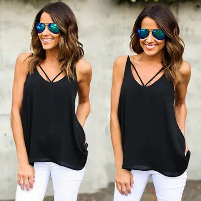 

Summer 2017 Women Sexy Vest Lace V-neck Sleeveless Blouse Casual Tank Tops Shirt Size 6-16