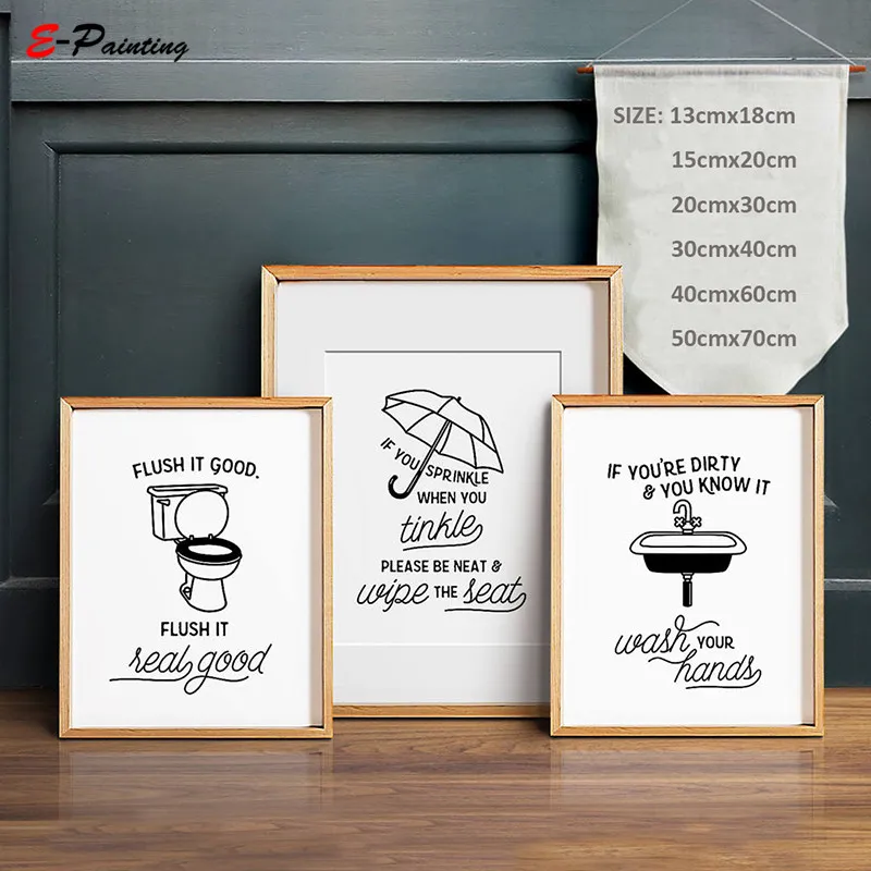 

Funny Art Bathroom Wall Decor If You Sprinkle When You Tinkle Prints Flush Toilet Sign Canvas Painting Picture