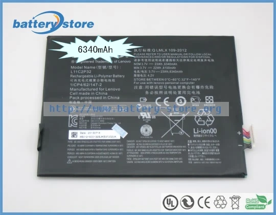 

New Genuine laptop batteries for L11C2P32,IdeaTab S6000,IdeaPad,F,1ICP3/62/147-2,S600H,H,B6000-F,A10-80HC,3.7V,2 cell