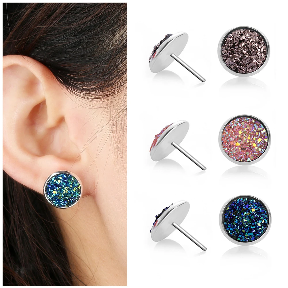 1 пара ручная работа Druzy/Drusy полимерная серьга сверкающее купольное уплотнение