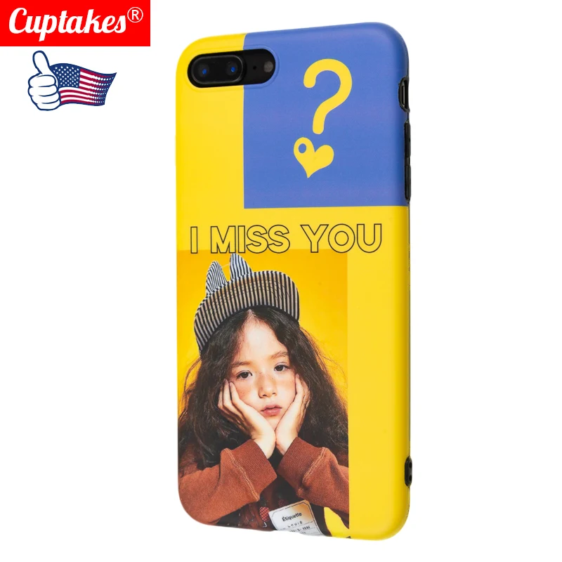 

Luxury Matte IMD Soft Silicone Case for iPhone 7 8 XR X 10 XS Max 6 6S 8Plus Cover Cute Girl slogan I Miss You Cartoon Capa