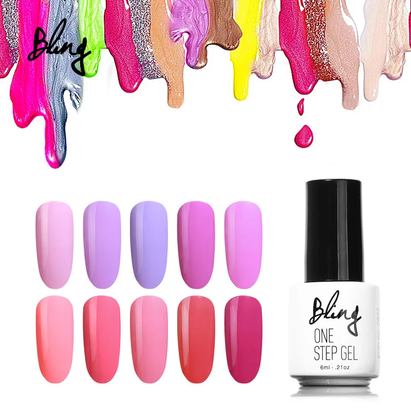 

Bling One Step Gel Nail Polish Soak Off UV Gel Varnish No Need Base Top Coat 3 In 1 Nail Art Lacquer