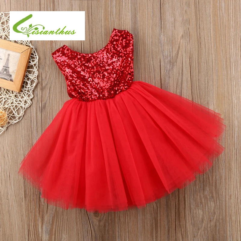Princess Kids Baby Fancy Wedding Dress Sleeveles Sequins Party For Girl Summer Dresses Birthday Costume Tutu Lace |